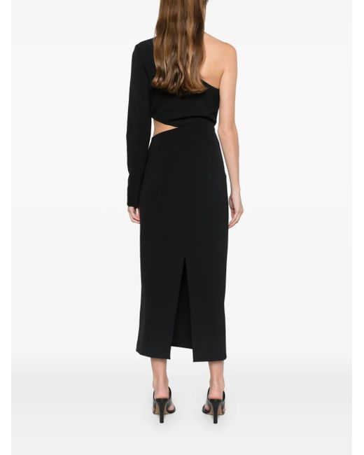 Twinset Black One-Shoulder Midi Dress