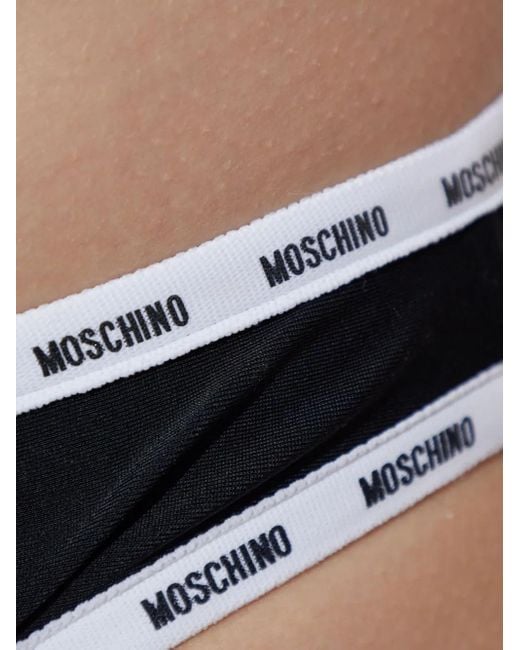 Moschino Black Logo-Trim Bikini Bottoms