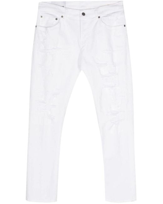 Dondup White Distressed Skinny Jeans for men