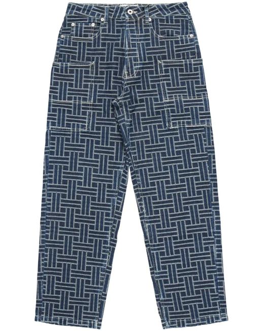 KENZO Blue Weave Cargo Jeans for men