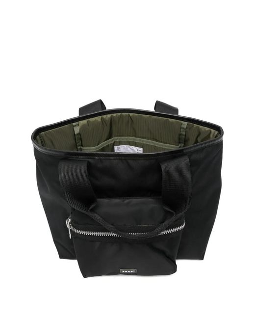 Sacai Black Pocket Medium Nylon Tote