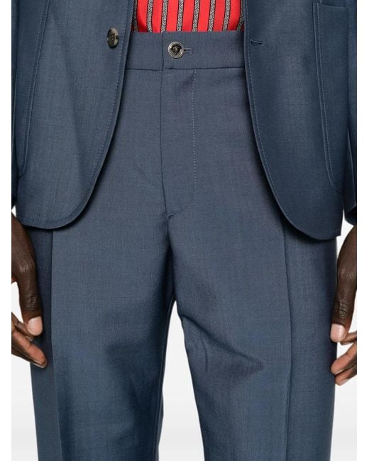 Versace Blue Informal Pressed-Crease Trousers for men
