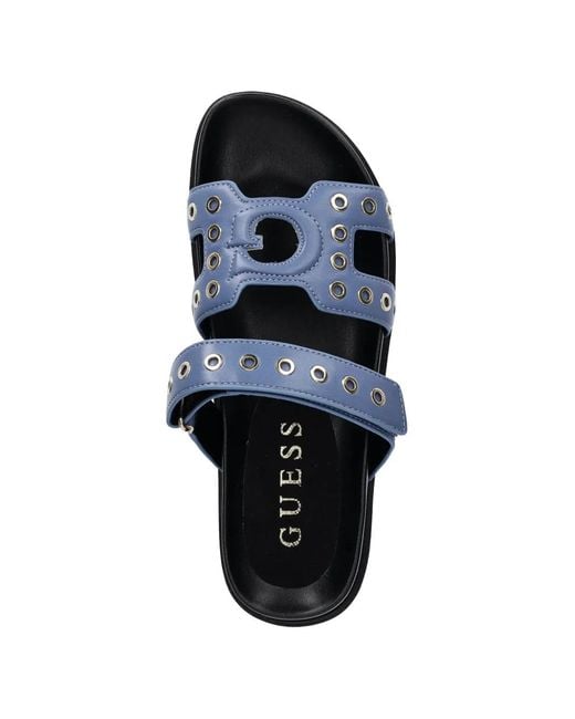 Guess Blue Eyelet Strap Slides