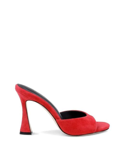 L'Agence Red Avery Suede Heeled Mules
