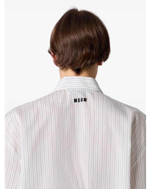 Camicia A Righe di MSGM in White da Uomo