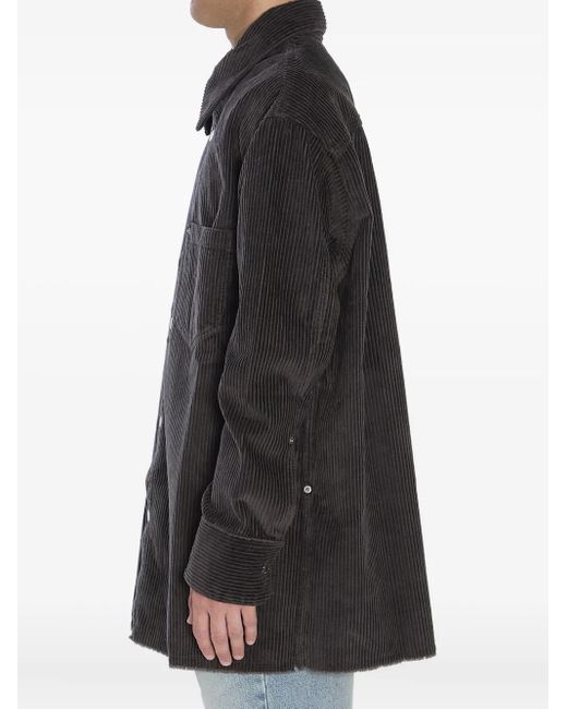 AMI Black Corduroy Patch-Pocket Shirt Jacket for men
