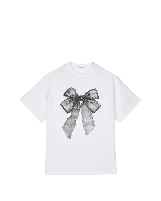 CECILIE BAHNSEN White Dorothy Bow-Print T-Shirt