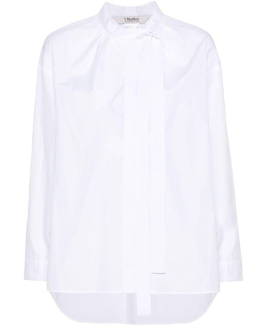 Chemise en coton à plastron plissé Max Mara en coloris White