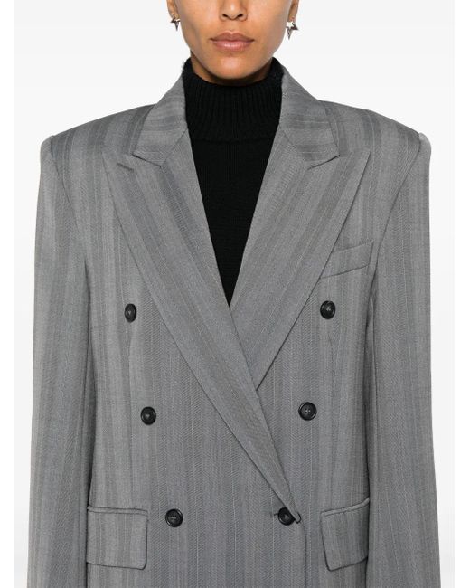 Sportmax Gray Wool Double-Breasted Jacket