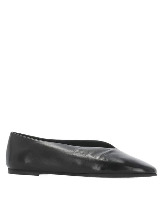 Poeve Gray Reese Round-Toe Leather Ballet Flats