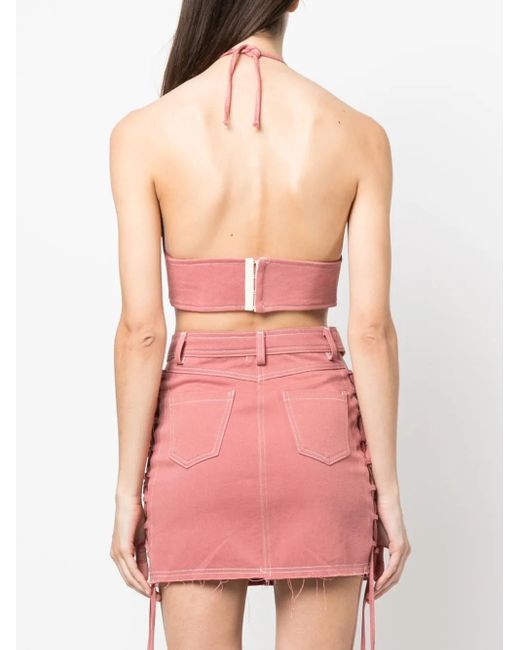 Julfer Pink Corset-Style Cotton Top