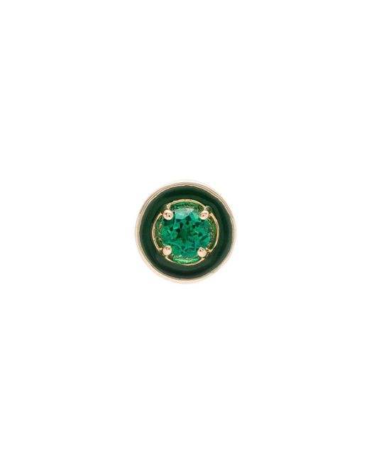 Alison Lou Multicolor 14kt Gold Emerald "e" Enamel Round Stud