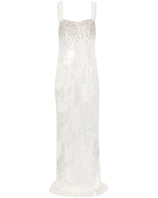 Dina Melwani ビジュートリム ドレス White