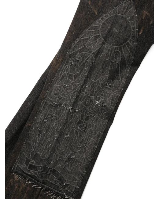 Who Decides War Black Appliqué Frayed Jeans