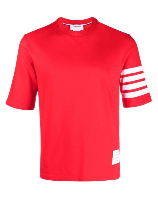 Thom Browne Red 4-bar Stripe 2003-print T-shirt for men