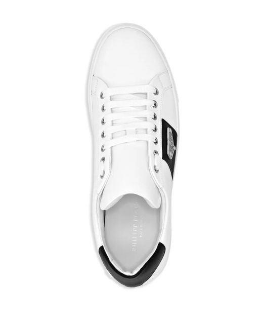 Philipp Plein White Logo-Plaque Leather Sneakers