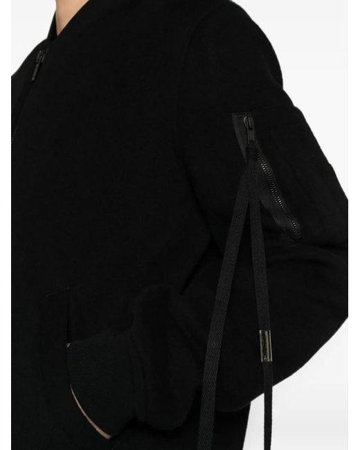 Ann Demeulemeester Black Dries Ribbed-Trim Zip-Up Bomber Jacket for men