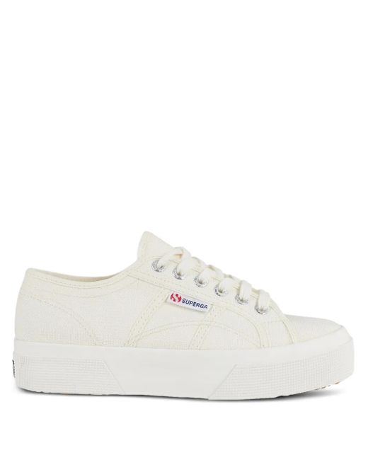 Superga White Logo-Patch Sneakers