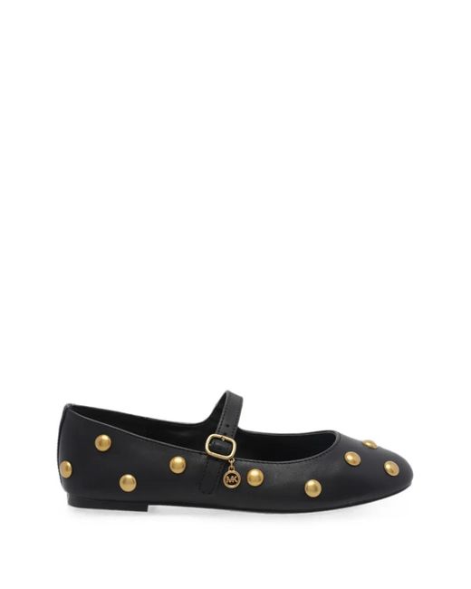 MICHAEL Michael Kors White Nellie Stud-Embellished Ballet Flats
