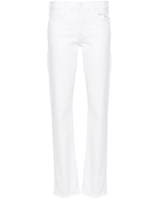 Mother White The Smarty Straight Jeans