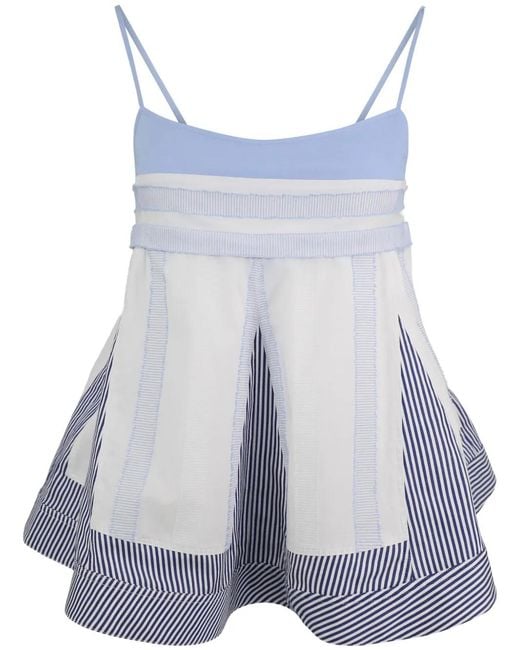 Jonathan Simkhai Blue Malik Striped Cotton Top