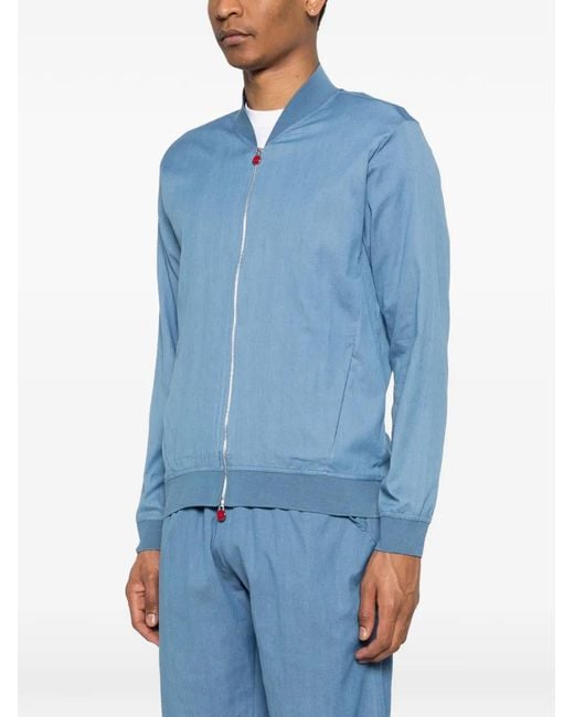 Kiton Blue Zip-Front Jacket for men