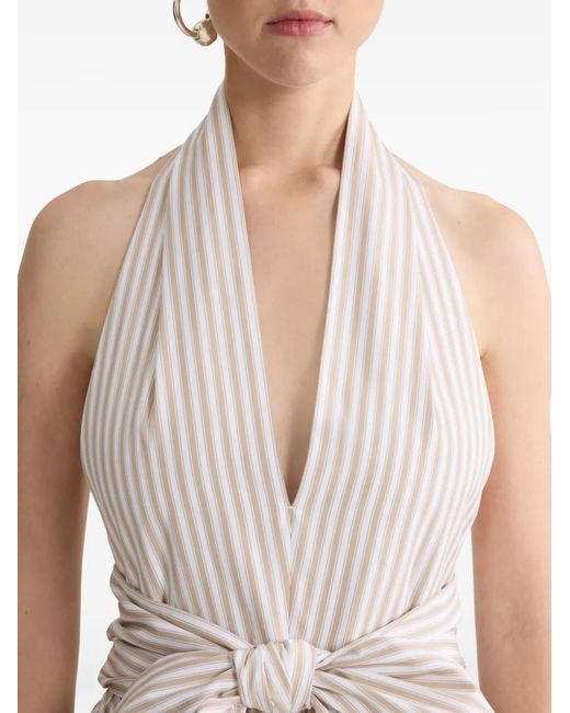 Patou White Halterneck Knot Midi Dress