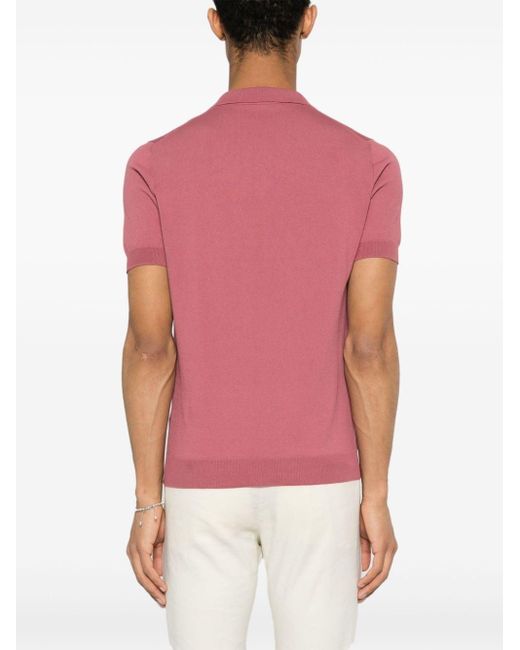 Tagliatore Pink Keith Knitted Polo Shirt for men