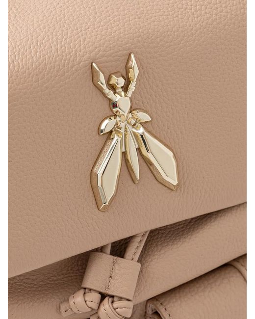 Patrizia Pepe Natural Fly Pebbled-Leather Backpack