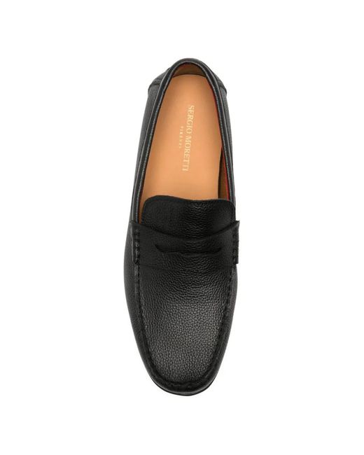 SERGIO MORETTI FIRENZE Black Grained Leather Loafers for men