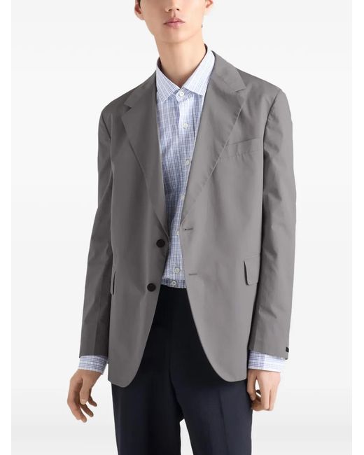 Prada Gray Single-Breasted Cotton Jacket for men
