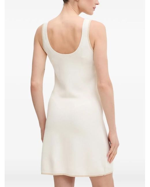 EA7 White Logo-Patch Ribbed-Trim Mini Dress