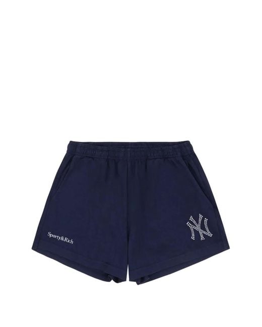 Sporty & Rich Blue X Yankees Krystal Disco Shorts