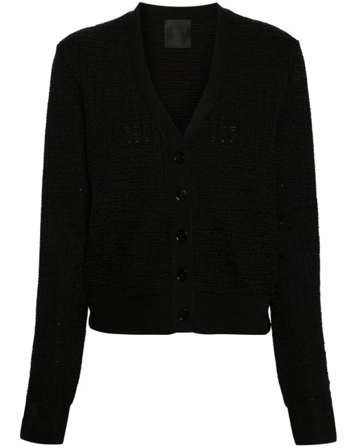 Givenchy Black 4g-jacquard V-neck Cardigan