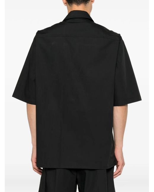 Rhun Black Short-Sleeved Flap-Pocket Shirt for men