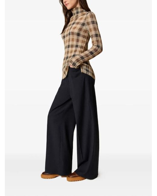 Twinset Blue Drawstring Wide-Leg Trousers