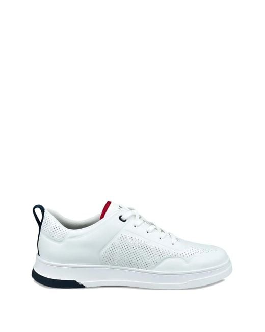 Bugatti White Perforated Logo Sneakers for men