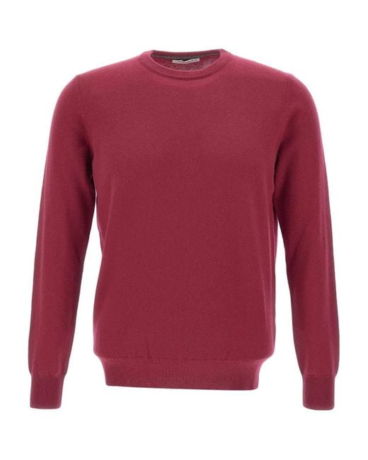 Kangra Red Ribbed Crew-Neck Sweater for men