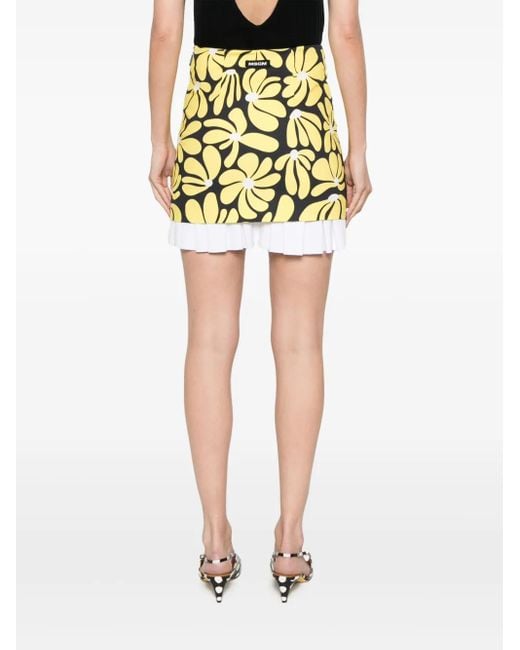 MSGM Metallic Floral-Print Mini Skirt