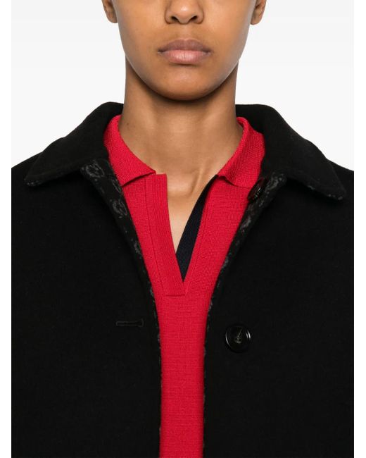 Gucci Black Reversible 'Gg' Silk Wool Coat