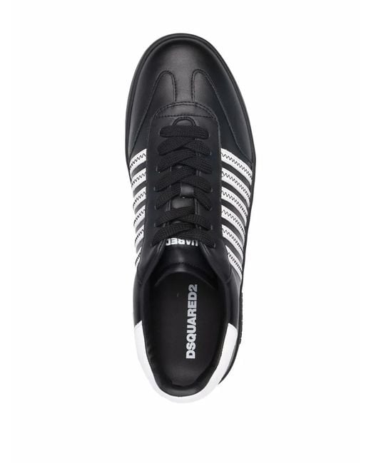 DSquared² Black Side-Stripe Detail Low Top Sneakers for men