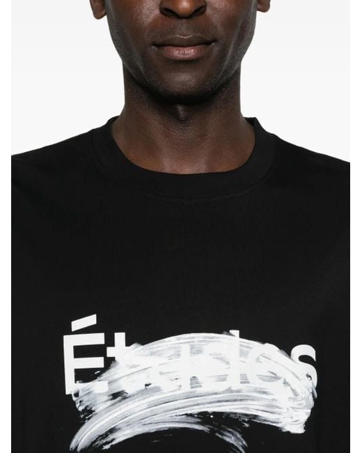 Etudes Studio Black Smudged-Logo Organic Cotton T-Shirt for men