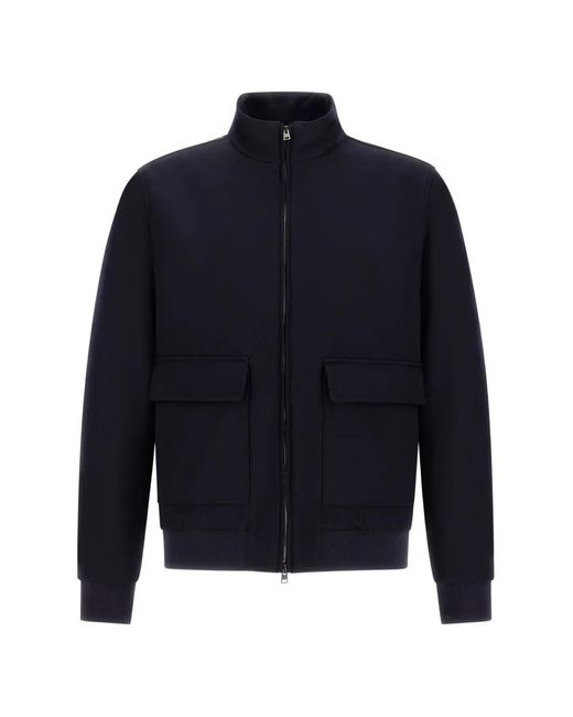 Herno Blue High-Neck Zip-Up Jacket for men
