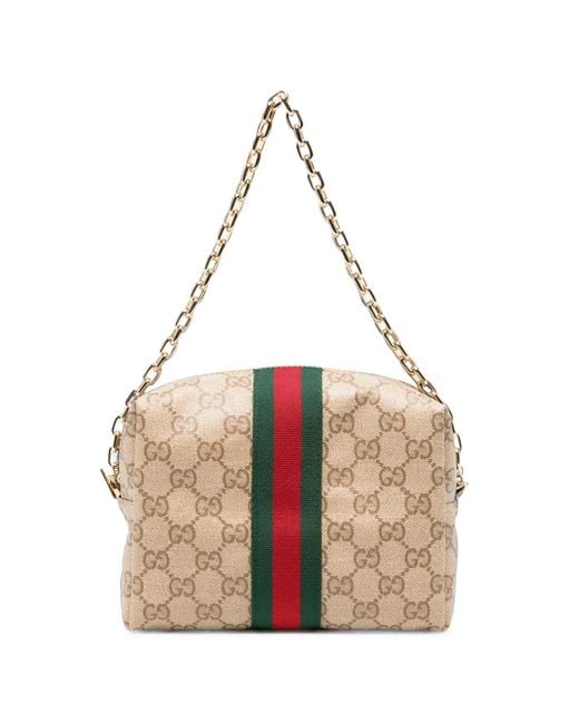 Gucci Natural Gg Supreme Web-Stripe Clutch Bag