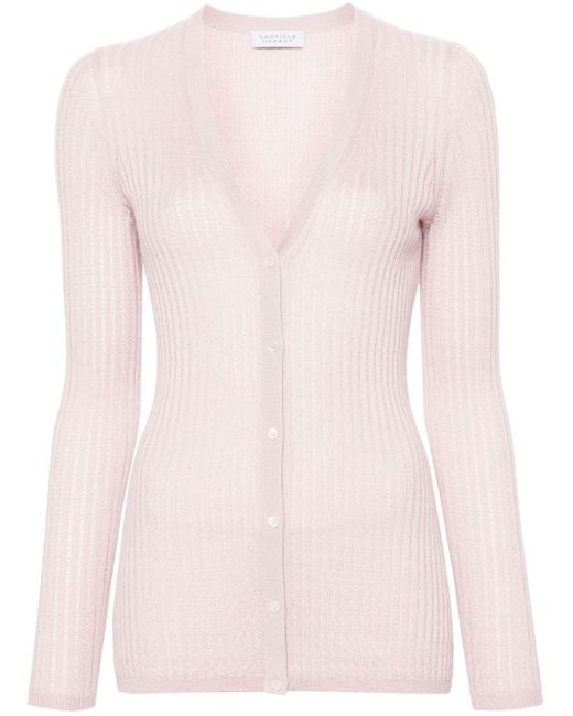 Gabriela Hearst Pink Emma Ribbed-knit Cardigan
