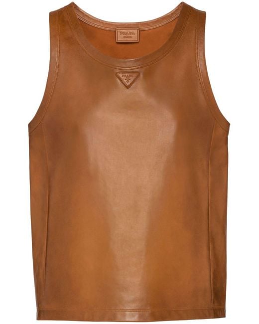 Prada Brown Nappa-leather Tank Top for men