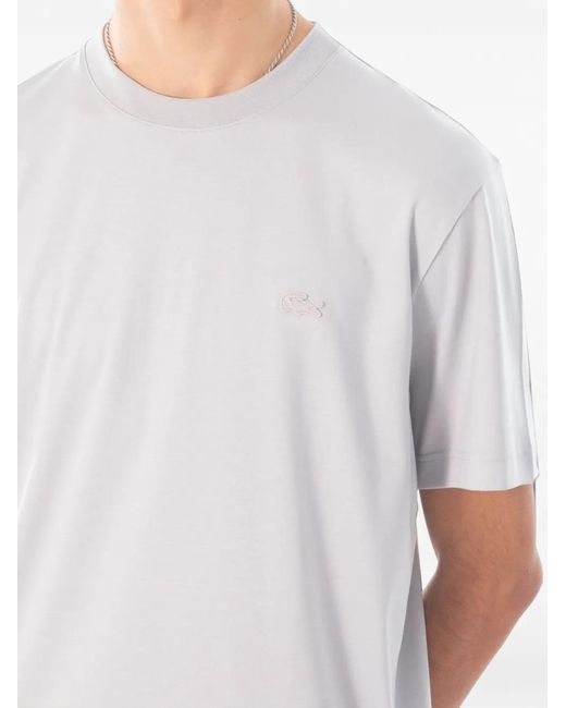 Lacoste White Embroidered Logo T-Shirt for men