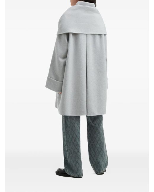B+ AB Gray Tie-Neck Button Coat