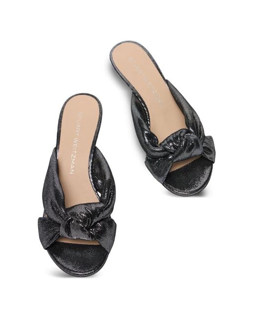 Stuart Weitzman Gray Knotted Slide Sandals