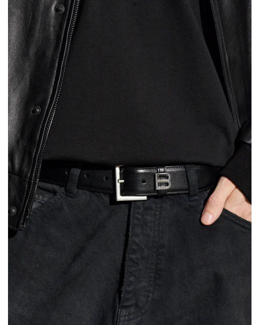 Balenciaga White Logo-Plaque Leather Belt for men